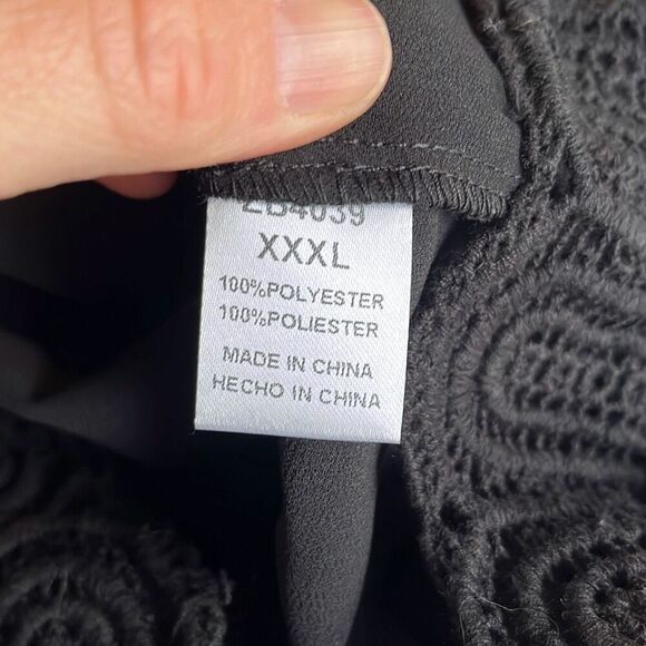 Fashion to Figure 3X black sheer blouse with lace pattern trim around blouse NWT - Picture 6 of 6